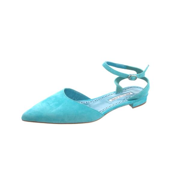 Manolo Blahnik Shoes - Manolo Blahnik suede ankle-strap ballerina flats